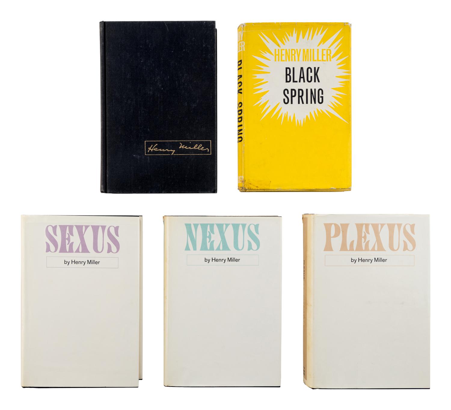 MILLER, Henry (1891-1980). The Rosy Crucifixion: Sexus/Nexus/Plexus. New York: Grove Press, Inc., 1965.