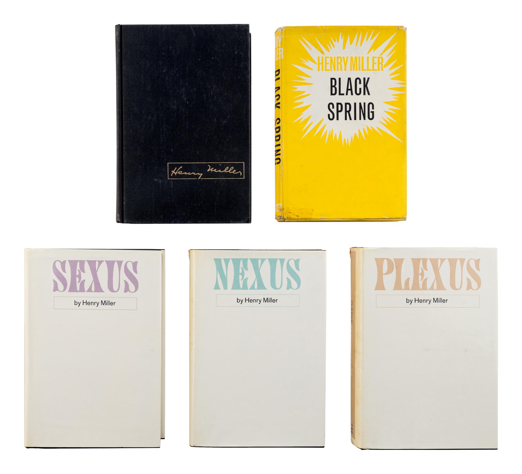 MILLER, Henry (1891-1980). The Rosy Crucifixion: Sexus/Nexus/Plexus. New York: Grove Press, Inc., 1965.