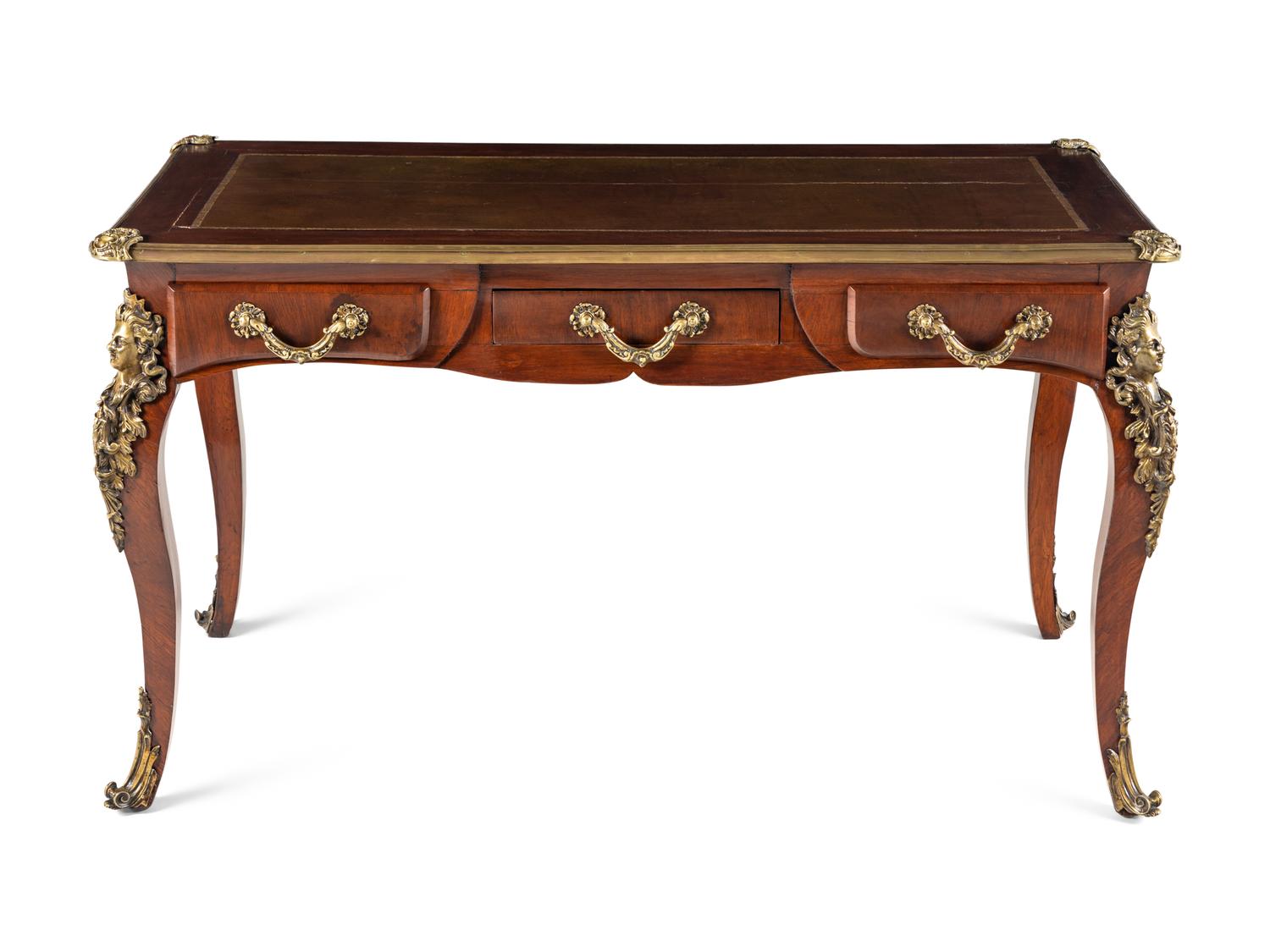 A Louis XV Style Gilt Metal Mounted Bureau Plat