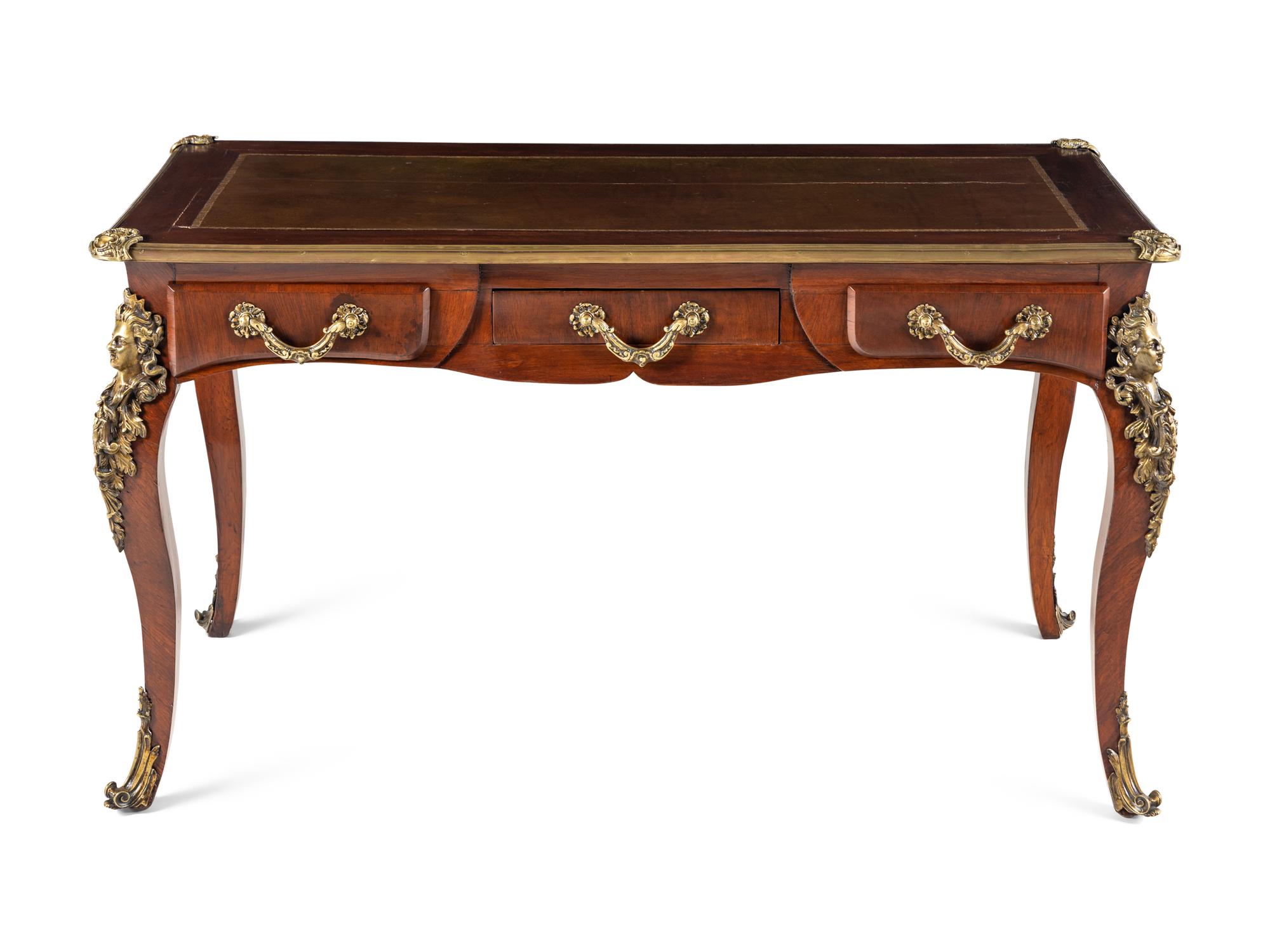 A Louis XV Style Gilt Metal Mounted Bureau Plat