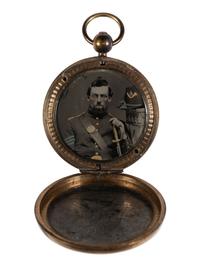 [CIVIL WAR]. Sweetheart locket containing ambrotype of a 5th US Infantry sergeant.