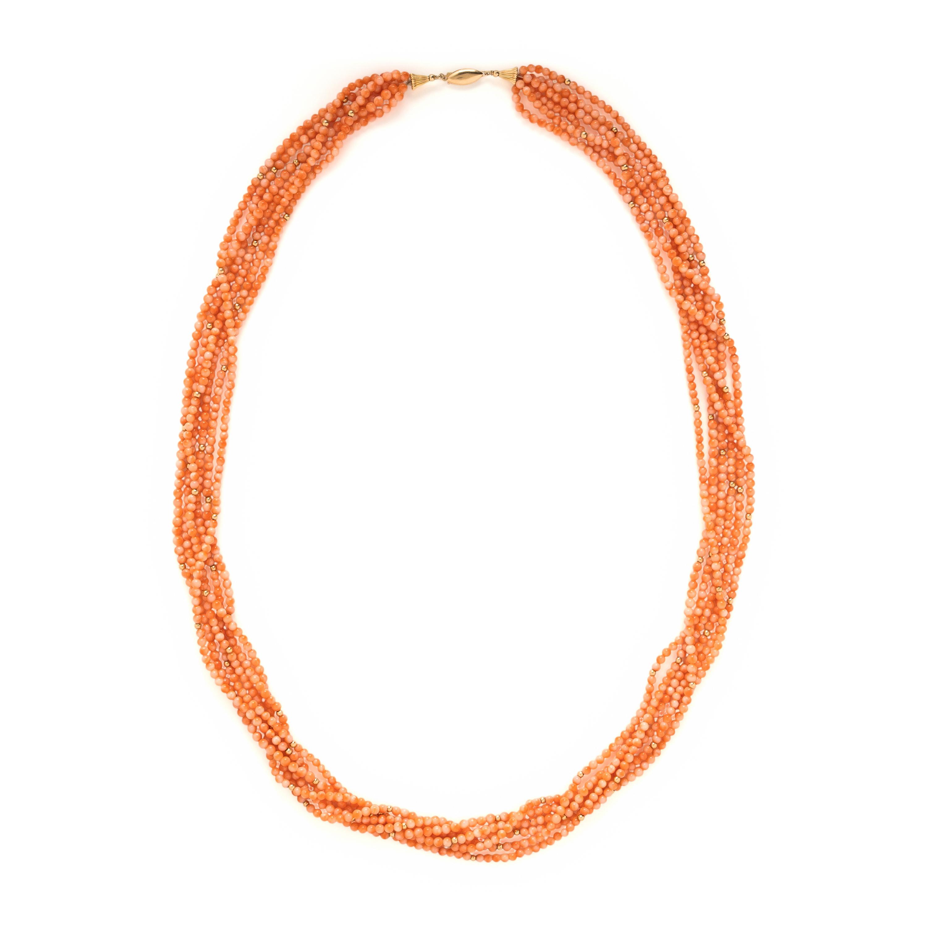 Tiger's Eye Bead Necklace and Coral Bead Necklace