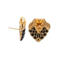 ONYX, ORANGE SAPPHIRE, AND DIAMOND EARRINGS