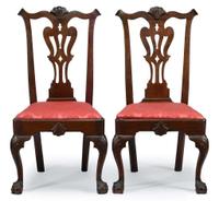 Pair of Chippendale shell-carved mahogany side chairs philadelphia, pa, circa 1770