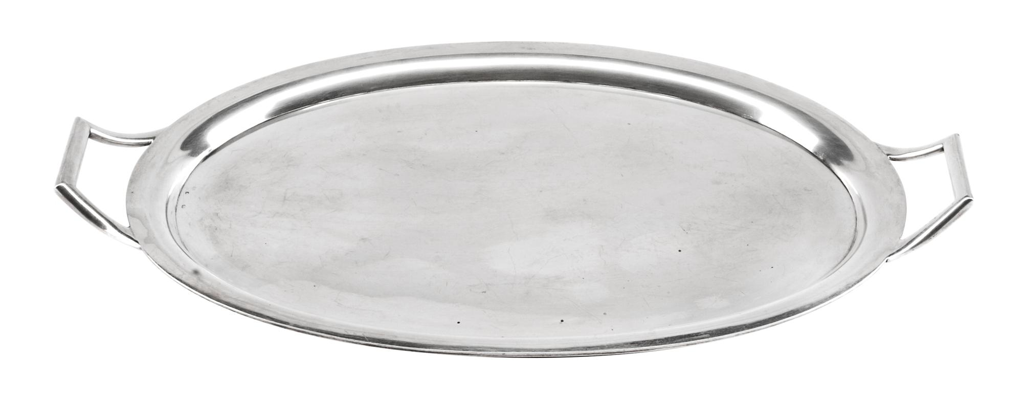 An Austro-Hungarian Silver Tray, Vienna, Late 19th/Early 20th Century, of handled oval form.