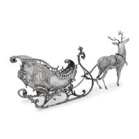A Continental Silver-Plate Sleigh and Reindeer Centerpiece