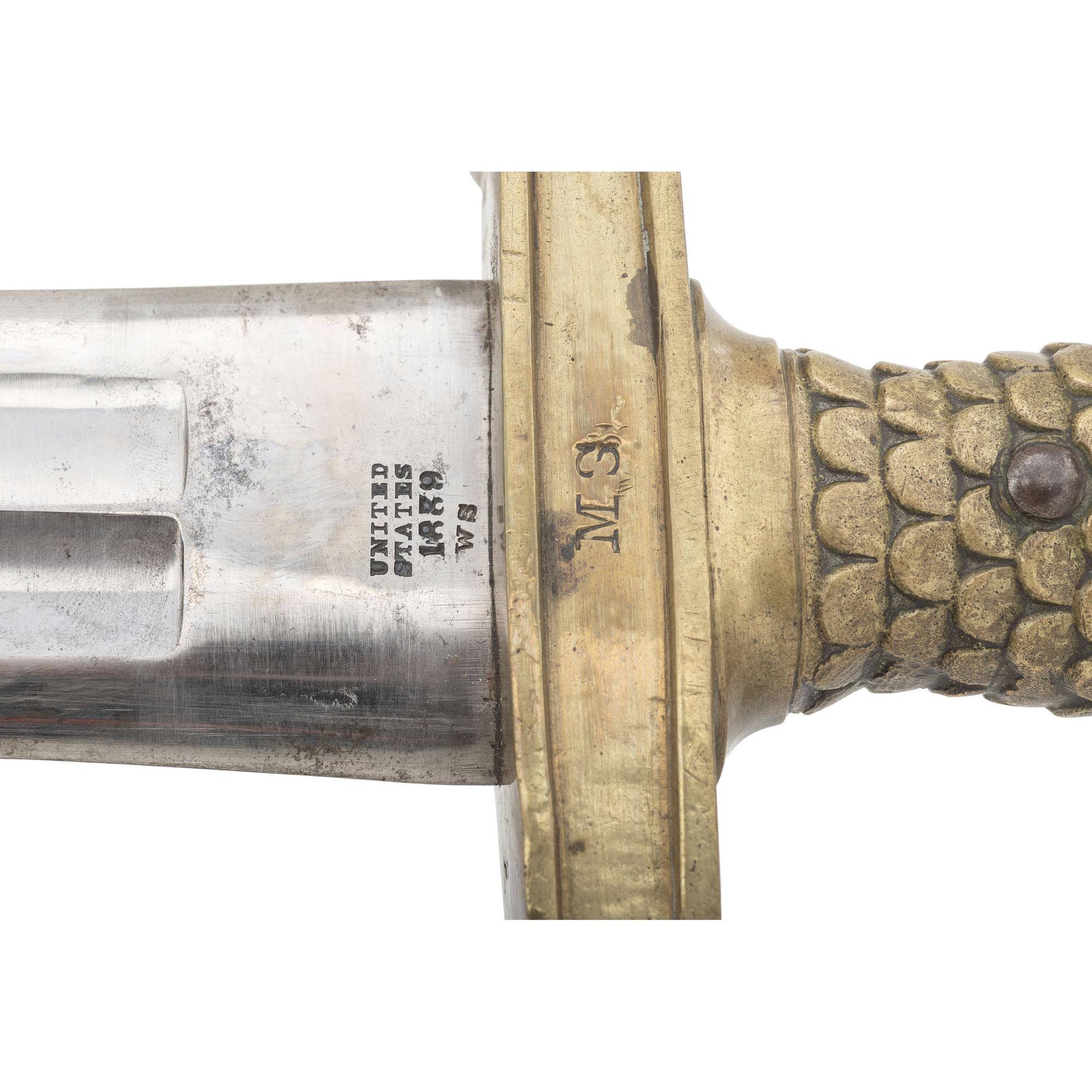 Massachusetts Marked Ames Model 1832 Heavy Artillery Saber & Scabbard Dated 1839