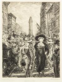 John French Sloan, (American, 1871-1951), Fifth Avenue 1909, 1941