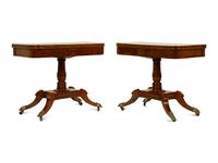 A Pair of Regency Flame Mahogany Flip-Top Games Tables — 19TH CENTURY
