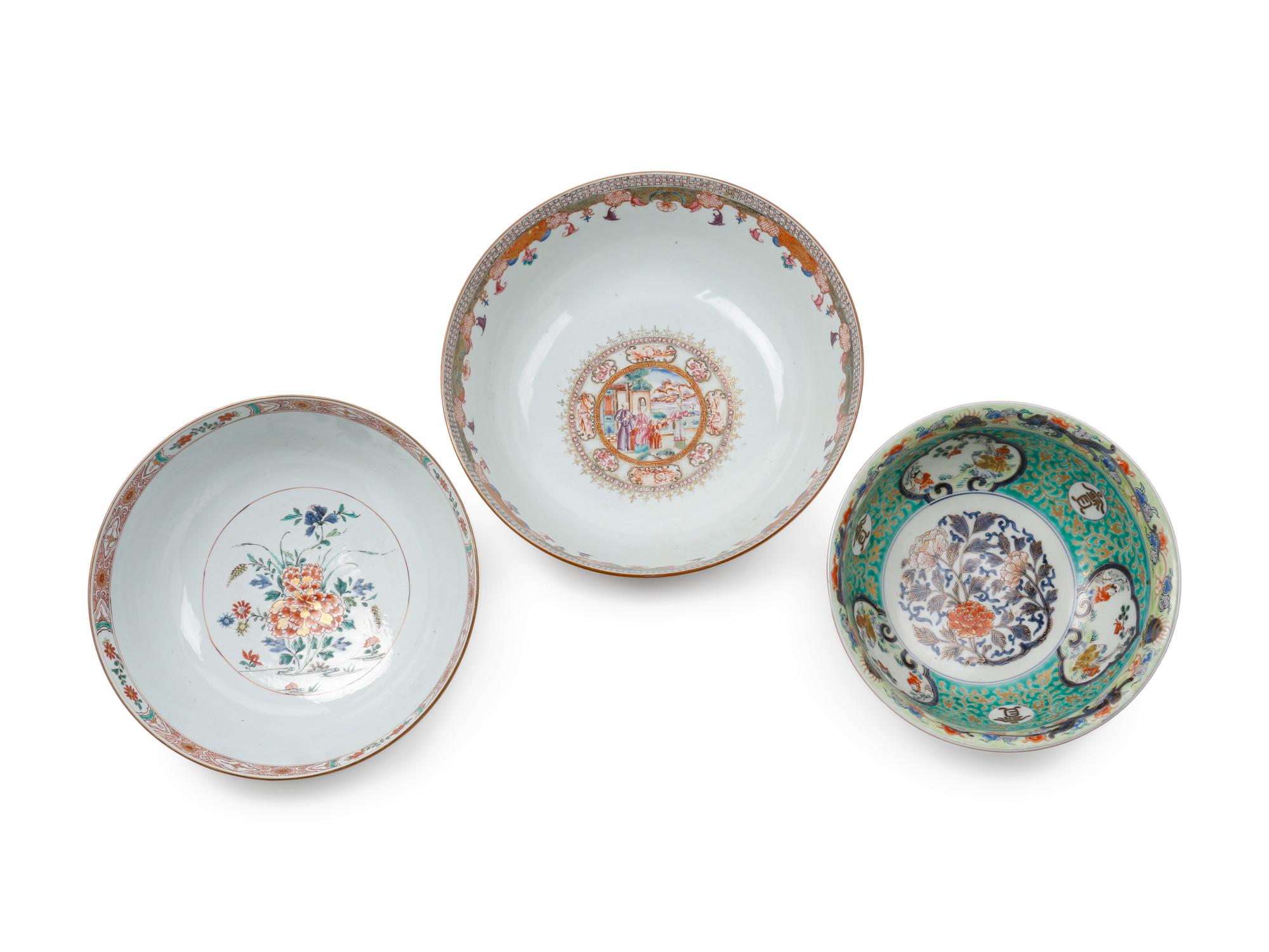 A Large Chinese Export Rose Medallion Porcelain Bowl