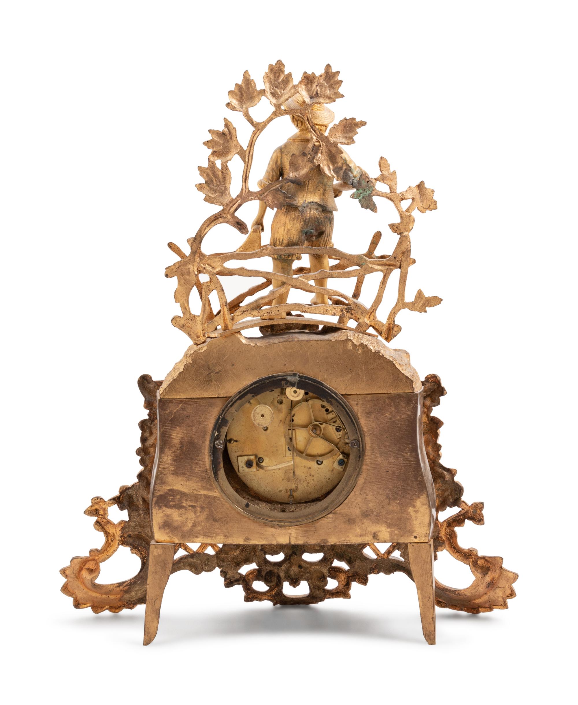 A Continental Gilt Metal Mantel Clock