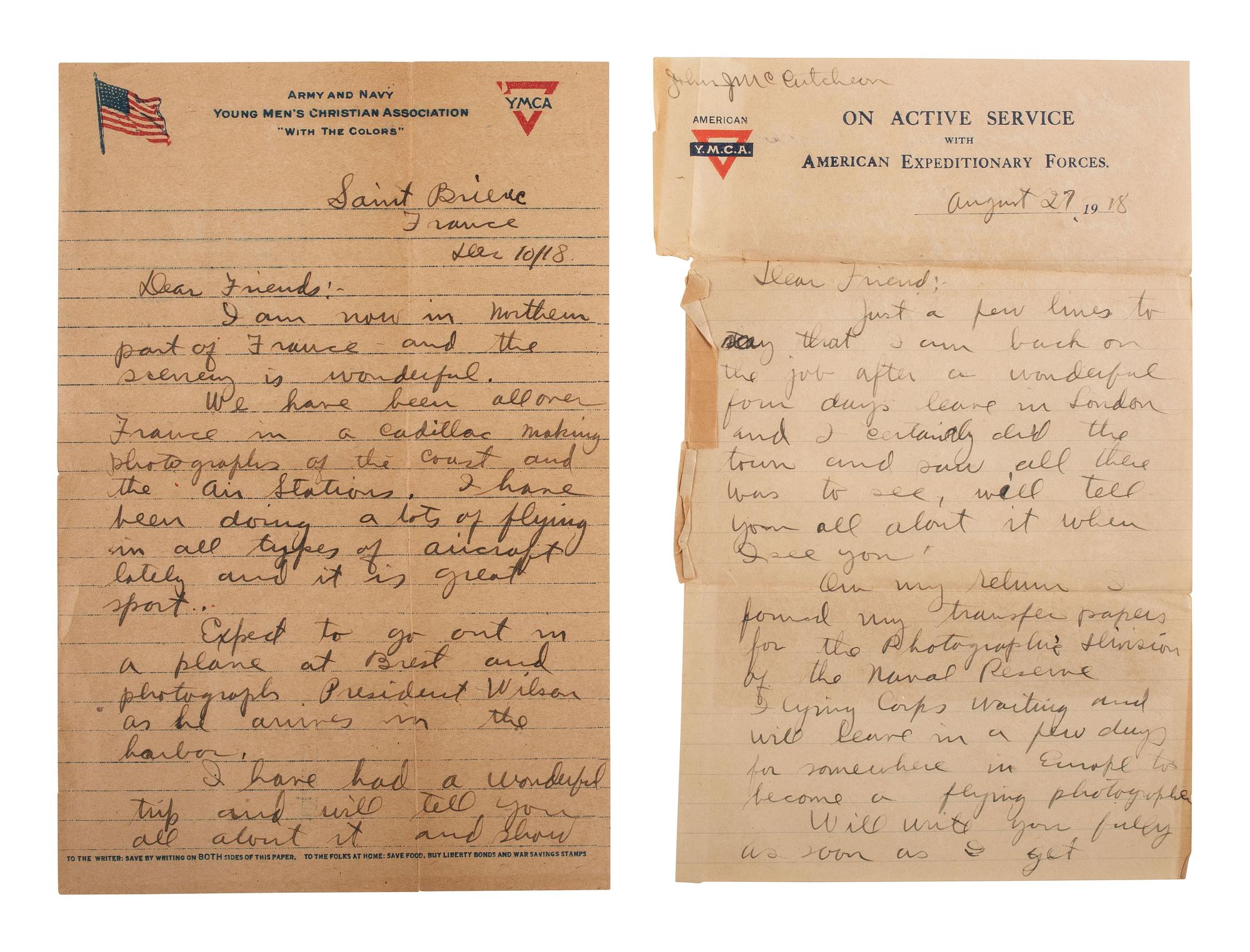 [WORLD WAR I]. Letters from soldiers serving in the Photog. Section, Sig. Corps, 26th Div. A.E.F.