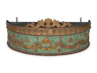 A Louis XVI Style Parcel Gilt, Painted and Carved Wood Bed Crown — 19TH/20TH CENTURY