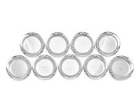 A Set of Nine Georg Jensen Silver Blossom Pattern Bread Plates