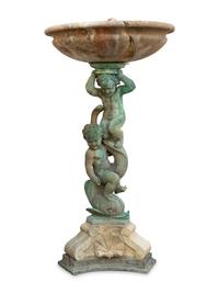 A Cast Bronze and Stone Fountain — 20TH CENTURY