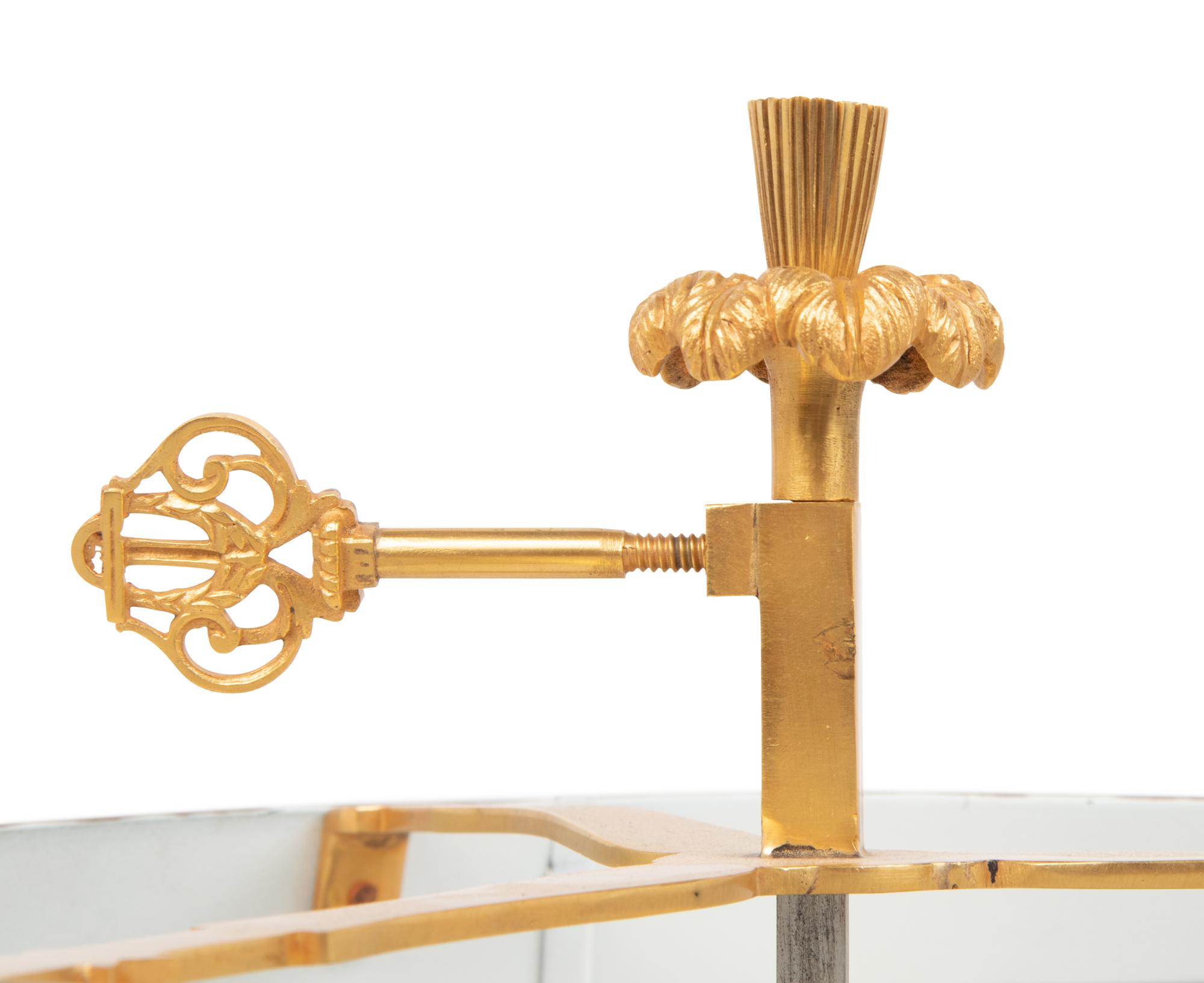 An Empire Style Gilt Metal Three-Light Bouillotte Lamp with a Tôle Shade