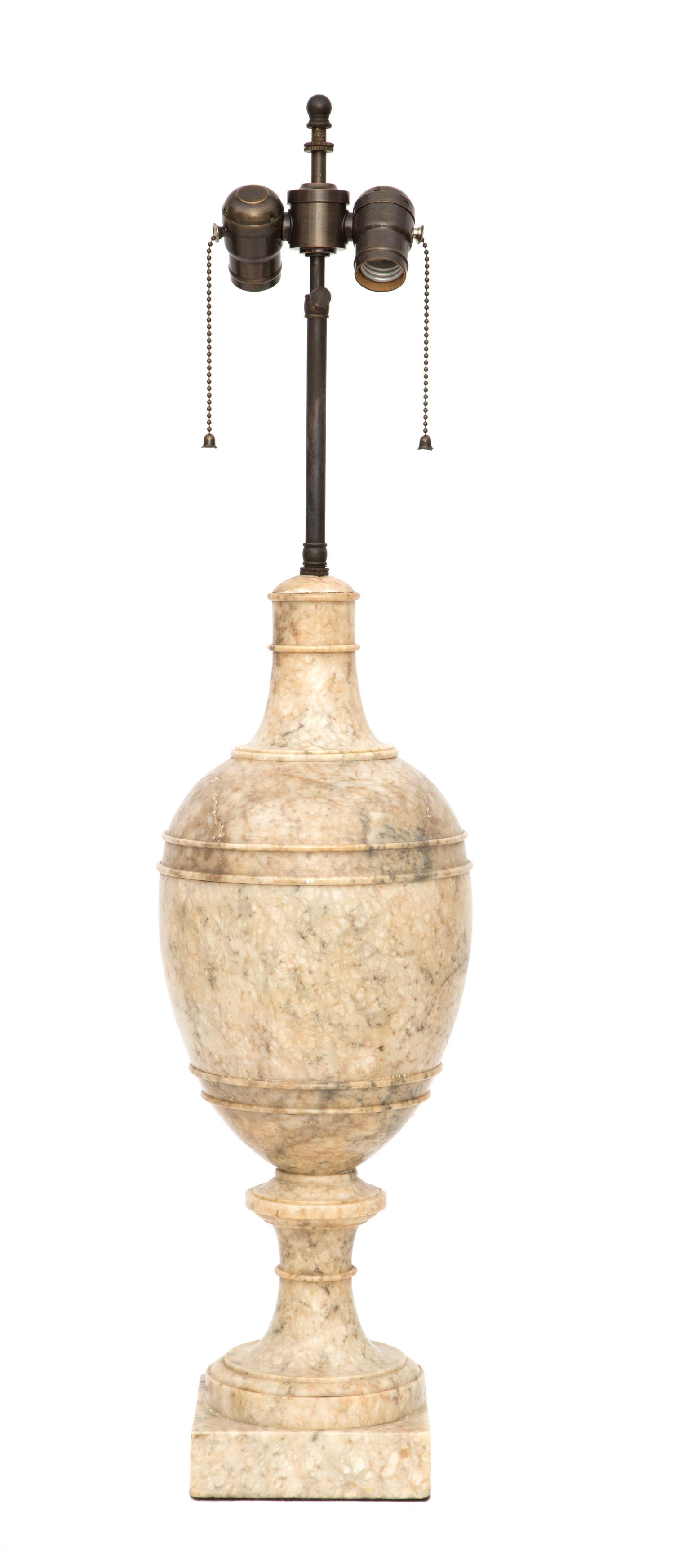 A Continental Marble Ovoid Form Table Lamp Height 33 1/2 inches. — 20TH CENTURY