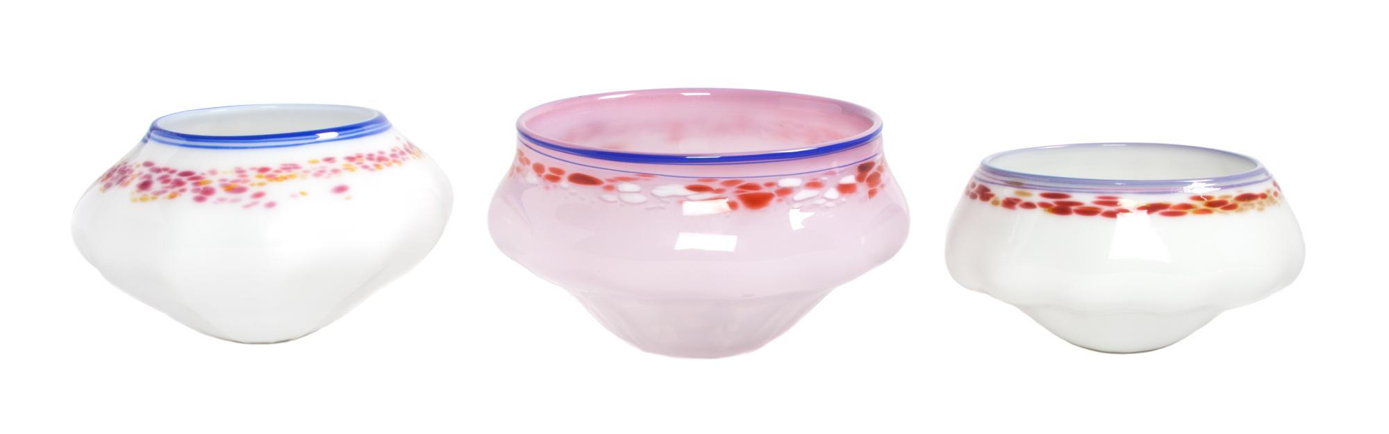 A Collection of Three Studio Glass Bowls First: Height 4 3/4 x diameter 8 inches. — VERNON BREJCHA
