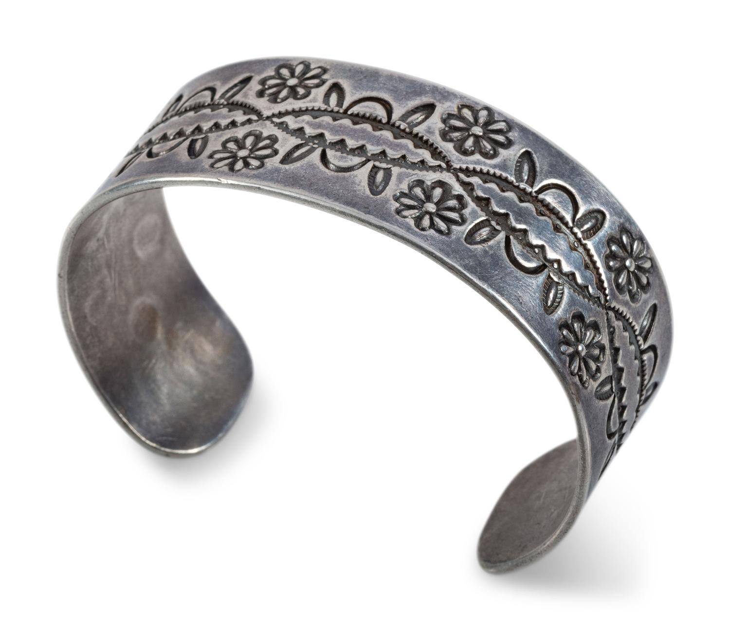 Navajo Stamped Silver Cuff Bracelet