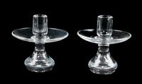 A Pair of Steuben Candlesticks Height 5 inches.