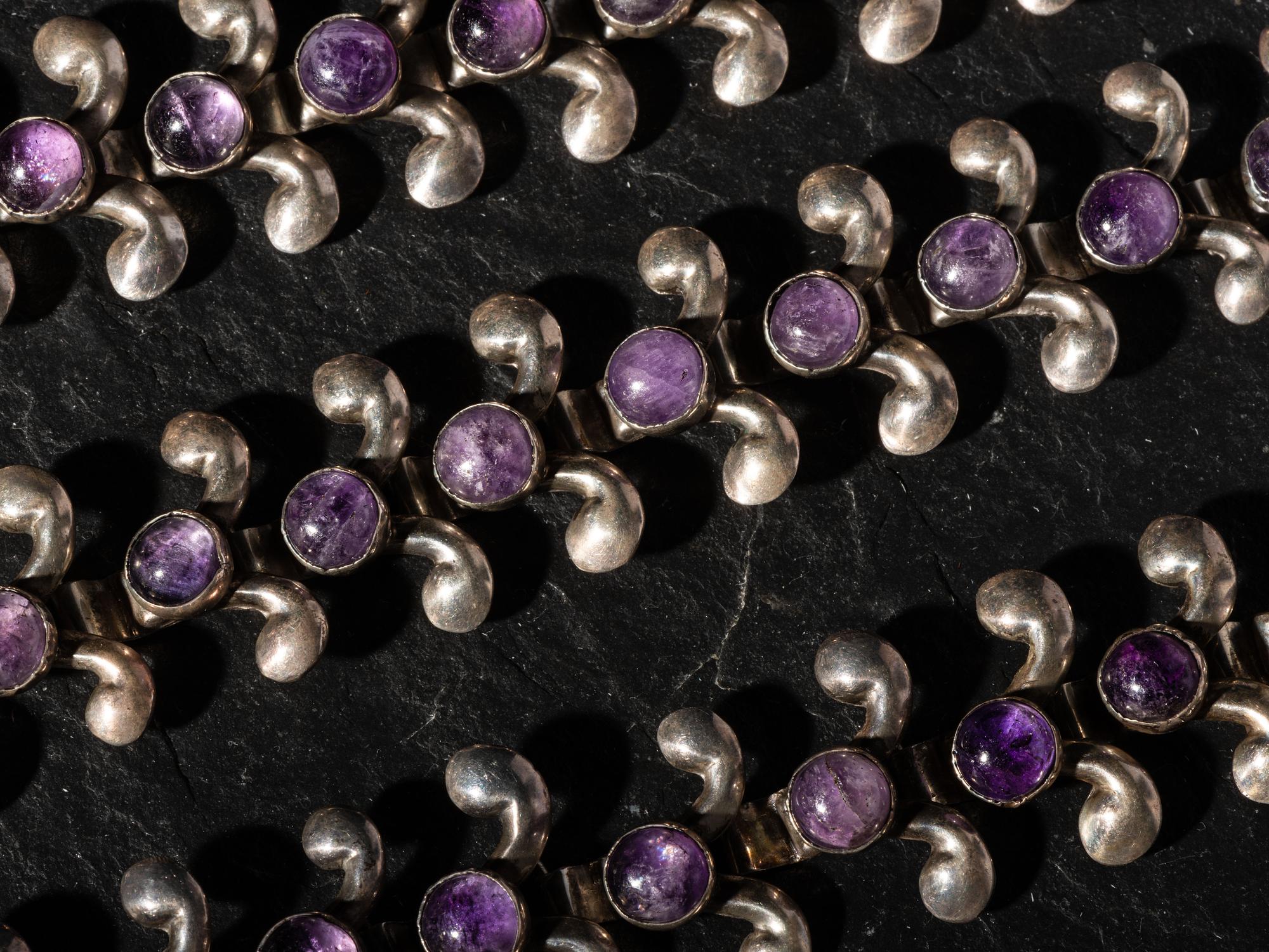 Taxco Silver and Amethyst Link Bracelets