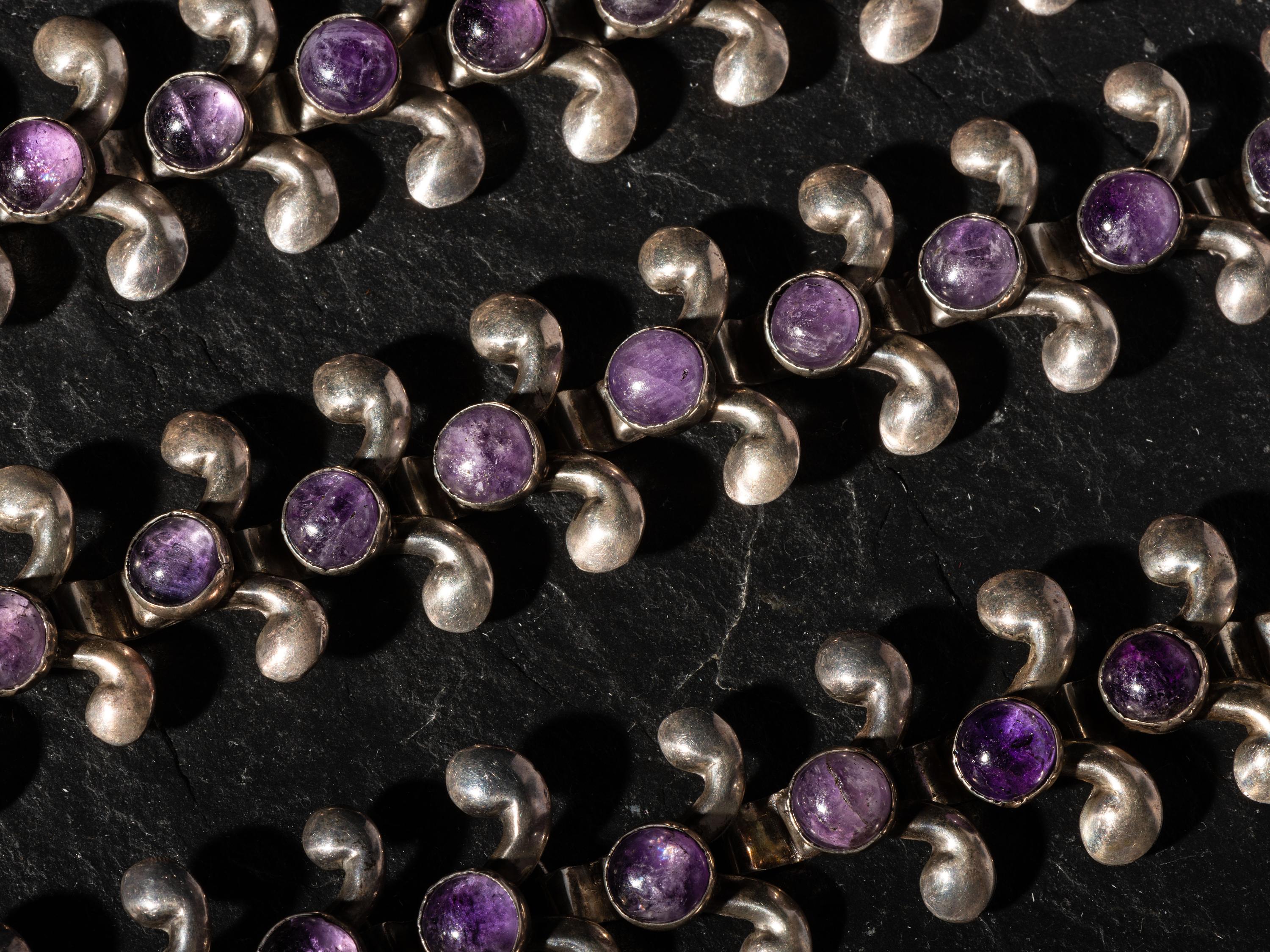 Taxco Silver and Amethyst Link Bracelets