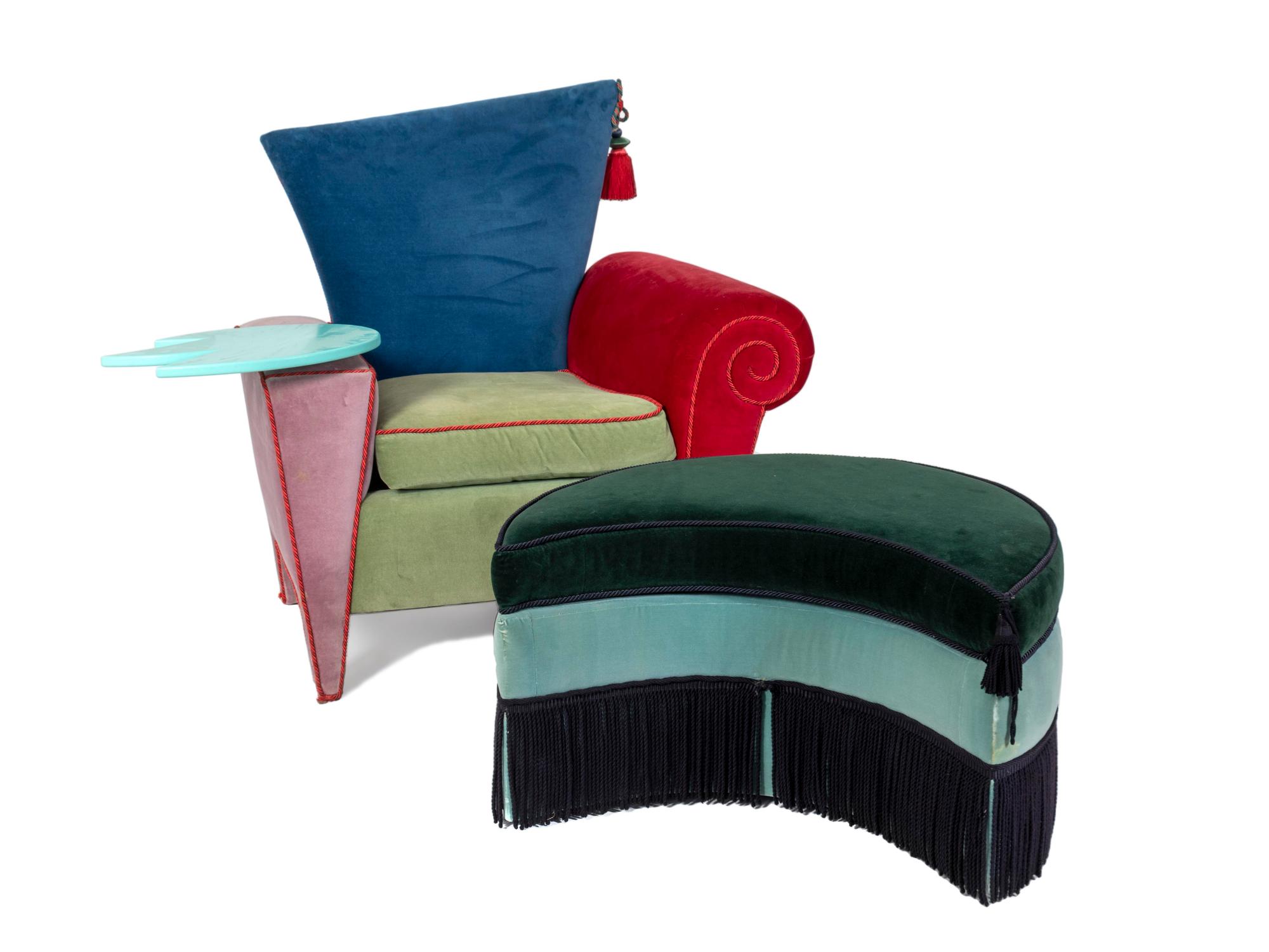 A Memphis Style Chair and Ottoman — 20TH CENTURY