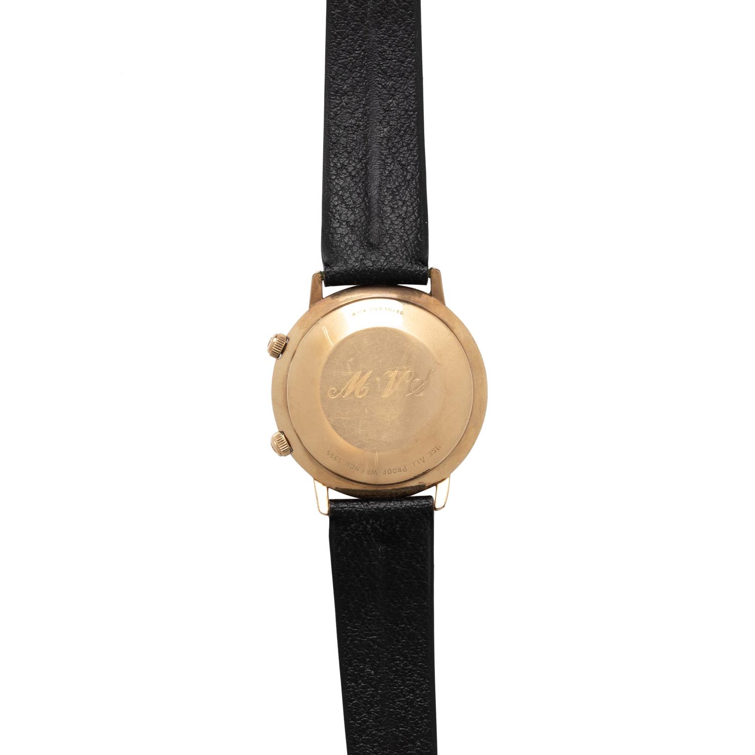 JAEGER-LeCOULTRE, MEMOVOX, VINTAGE, 10K GOLD-FILLED WORLD TIME ALARM WRISTWATCH