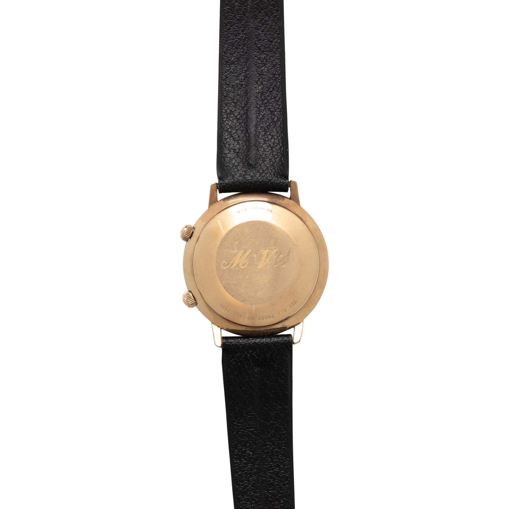 JAEGER-LeCOULTRE, MEMOVOX, VINTAGE, 10K GOLD-FILLED WORLD TIME ALARM WRISTWATCH