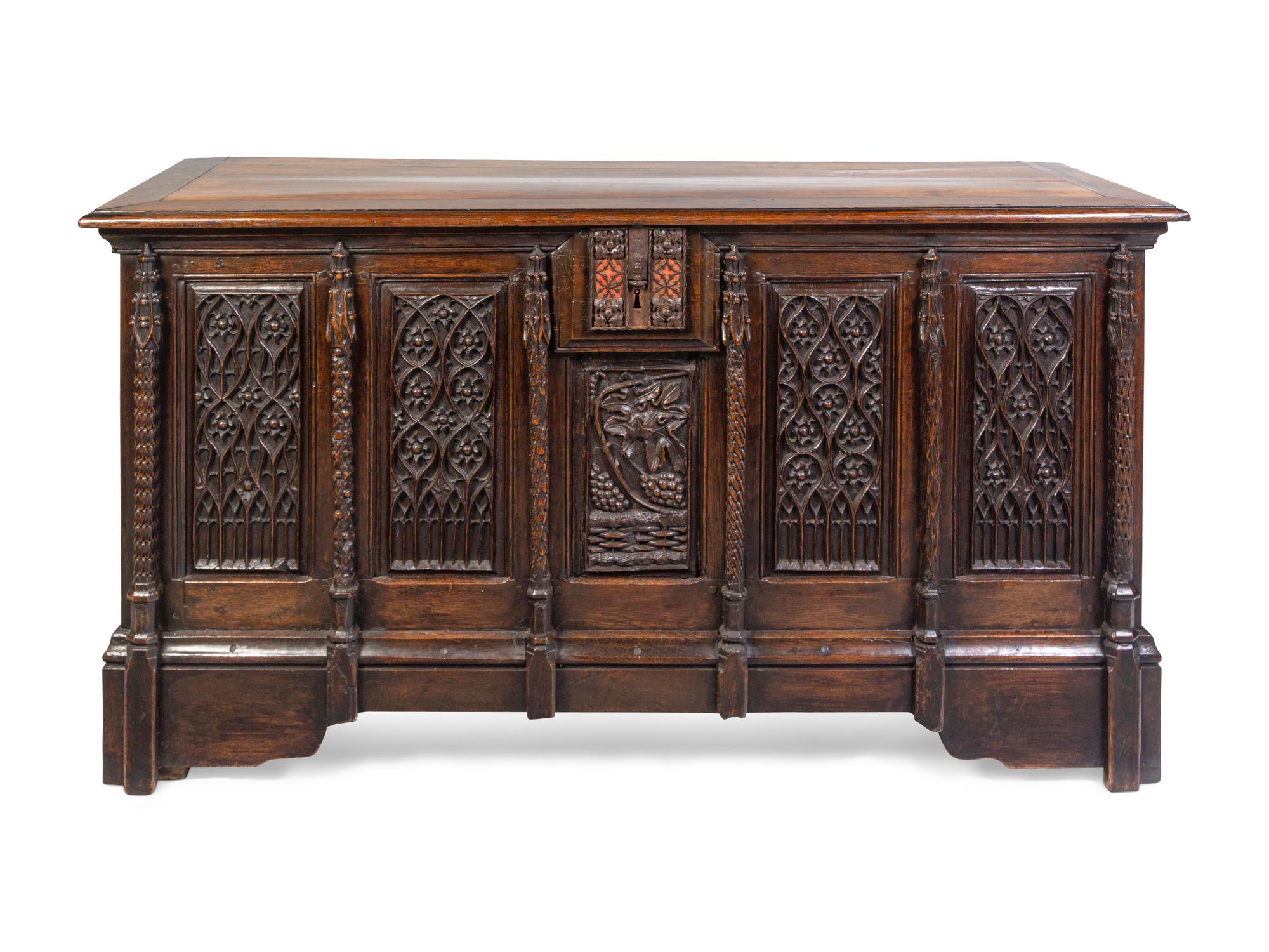 A French Gothic Carved Oak Chest