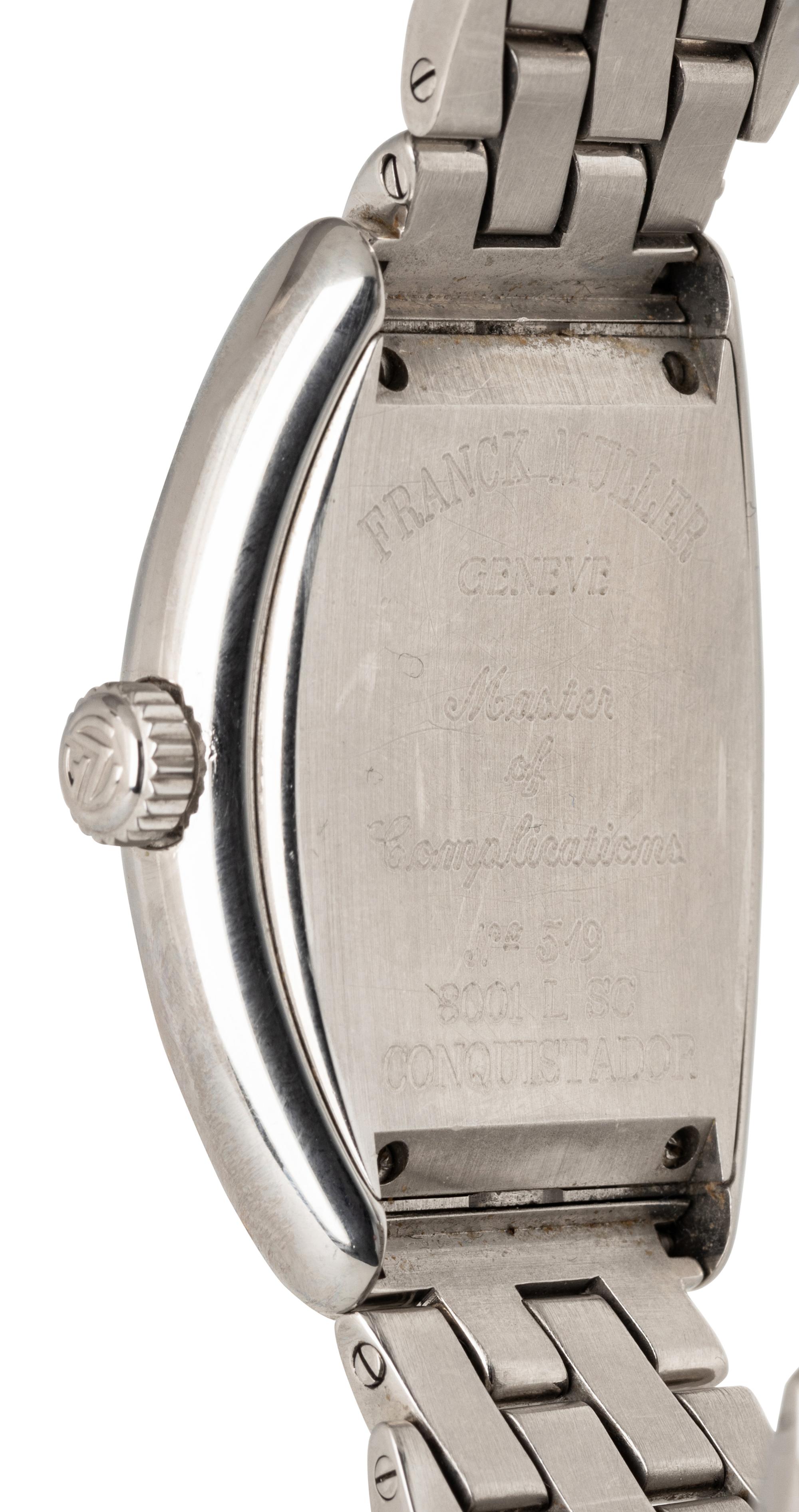 FRANCK MULLER, REF. 8001 L SC STAINLESS STEEL 'CONQUISTADOR' WATCH