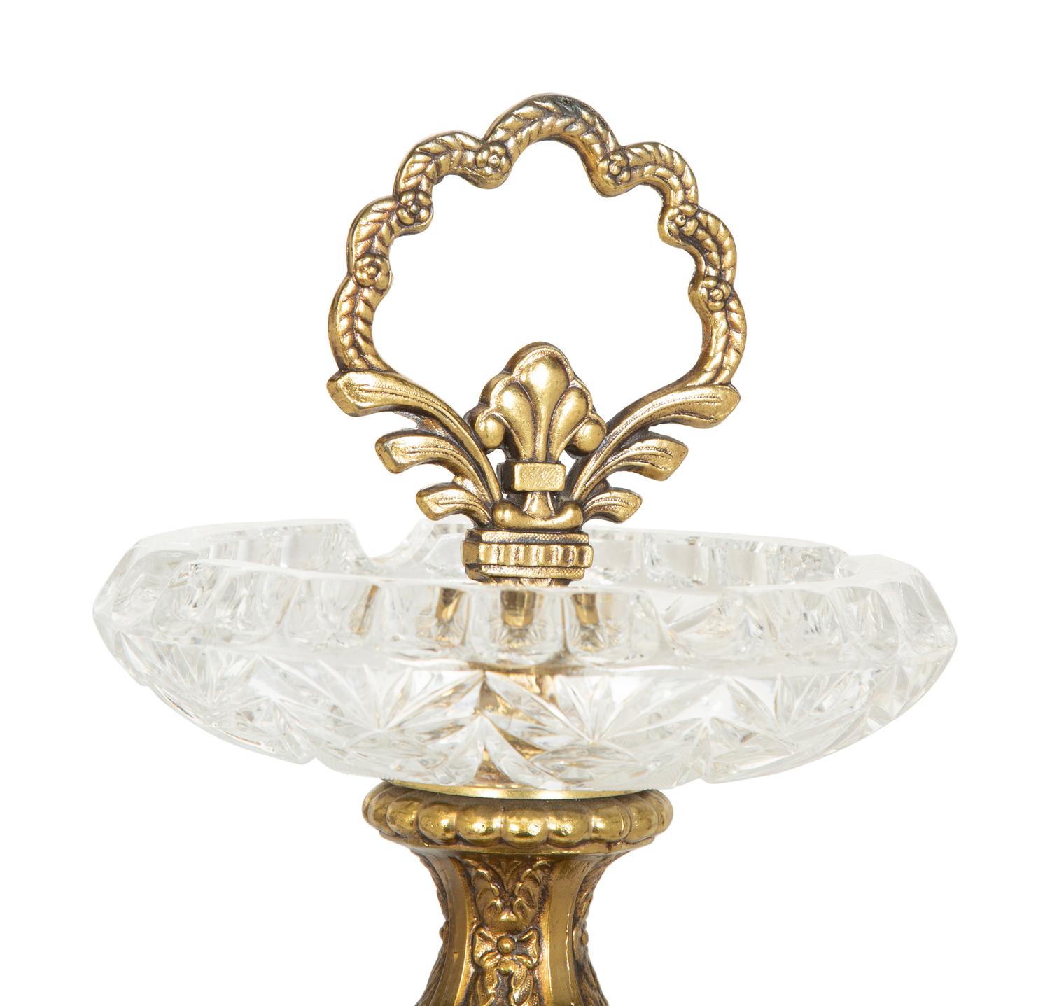 A Continental Gilt Bronze and Cut Glass Smoking Stand — 20th Century