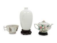 Three Chinese Famille Rose Porcelain Articles