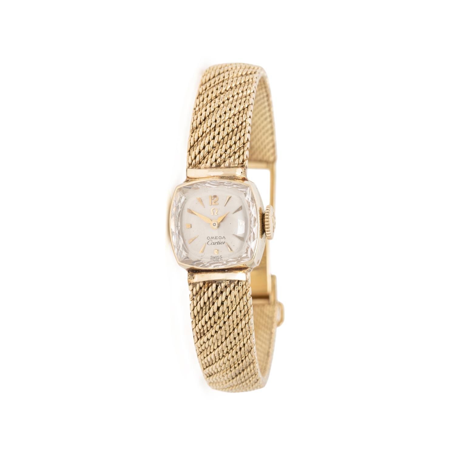 OMEGA FOR CARTIER, YELLOW GOLD WATCH