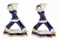A Pair of Royal Dux Figural Candlesticks Height 6 3/4 inches. — FIRST HALF 20TH CENTURY