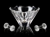 Three Glass Table Articles Height of vase 5 inches. — 20TH CENTURY