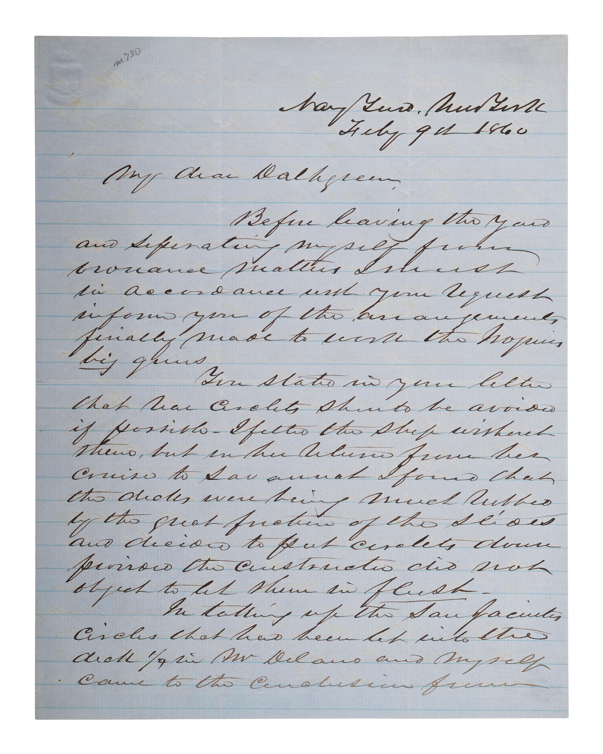 [CIVIL WAR - NAVY]. A group of documents related to artillery, mechanics, and gunboat specifications, including: