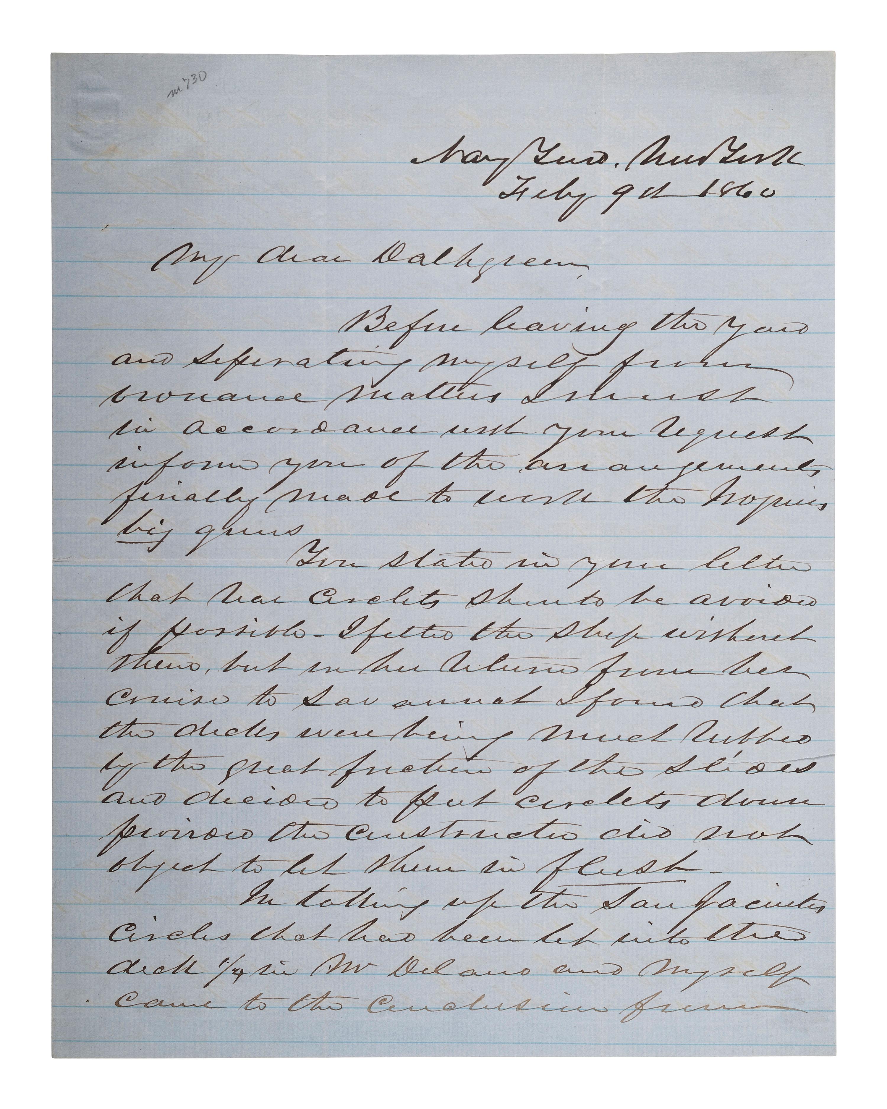 [CIVIL WAR - NAVY]. A group of documents related to artillery, mechanics, and gunboat specifications, including: