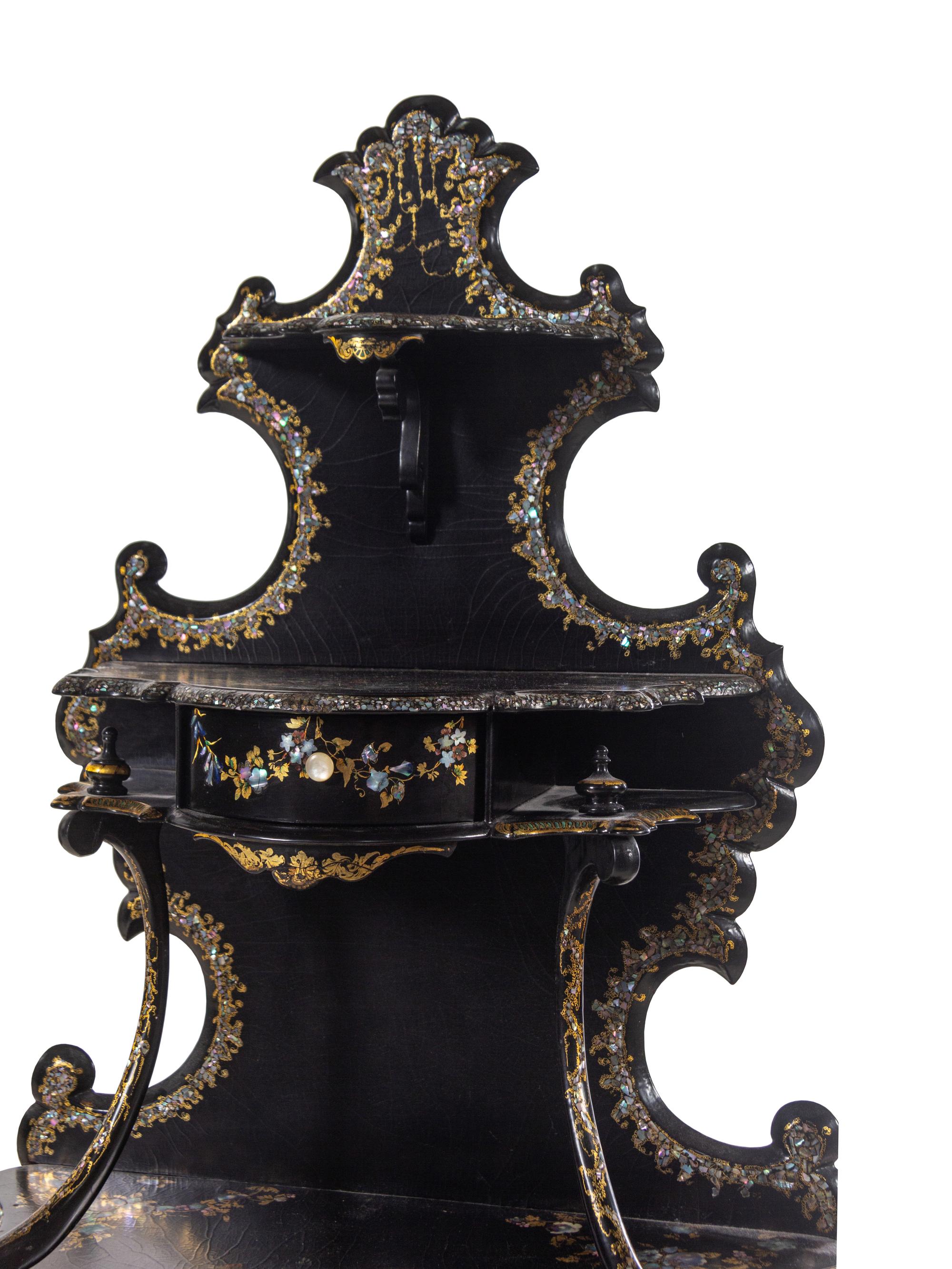 A Pair of Victorian Mother-of-Pearl Inlaid Étagères
