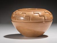 Carved Buffware Pottery Jar