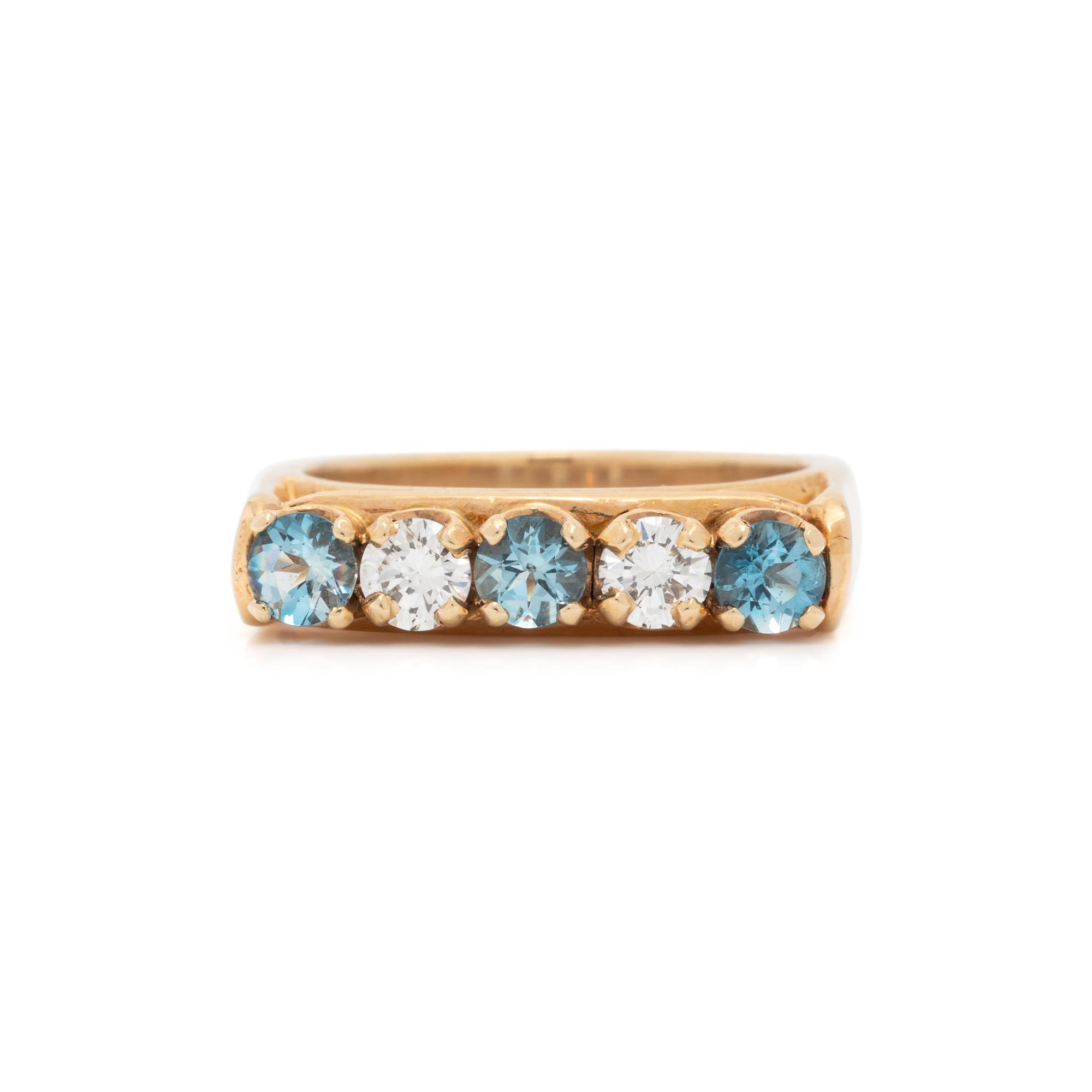 DIAMOND AND AQUAMARINE RING