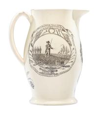 A Liverpool Transfer-Printed Creamware 'George Washington / By Virtue and Valour' Pitcher