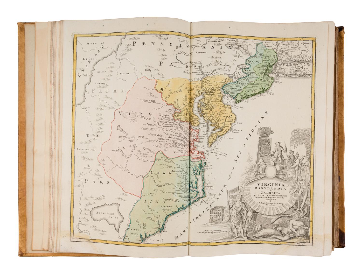 [MAPS]. HOMANN, Johann Baptist (1663-1724), HOMANN HEIRS, and Georg Matthäus SEUTTER (1678-1757). [Composite Atlas]. [Nuremberg, Augsburg, and others: Homann Heirs and others, maps dated between 1728-1765].
