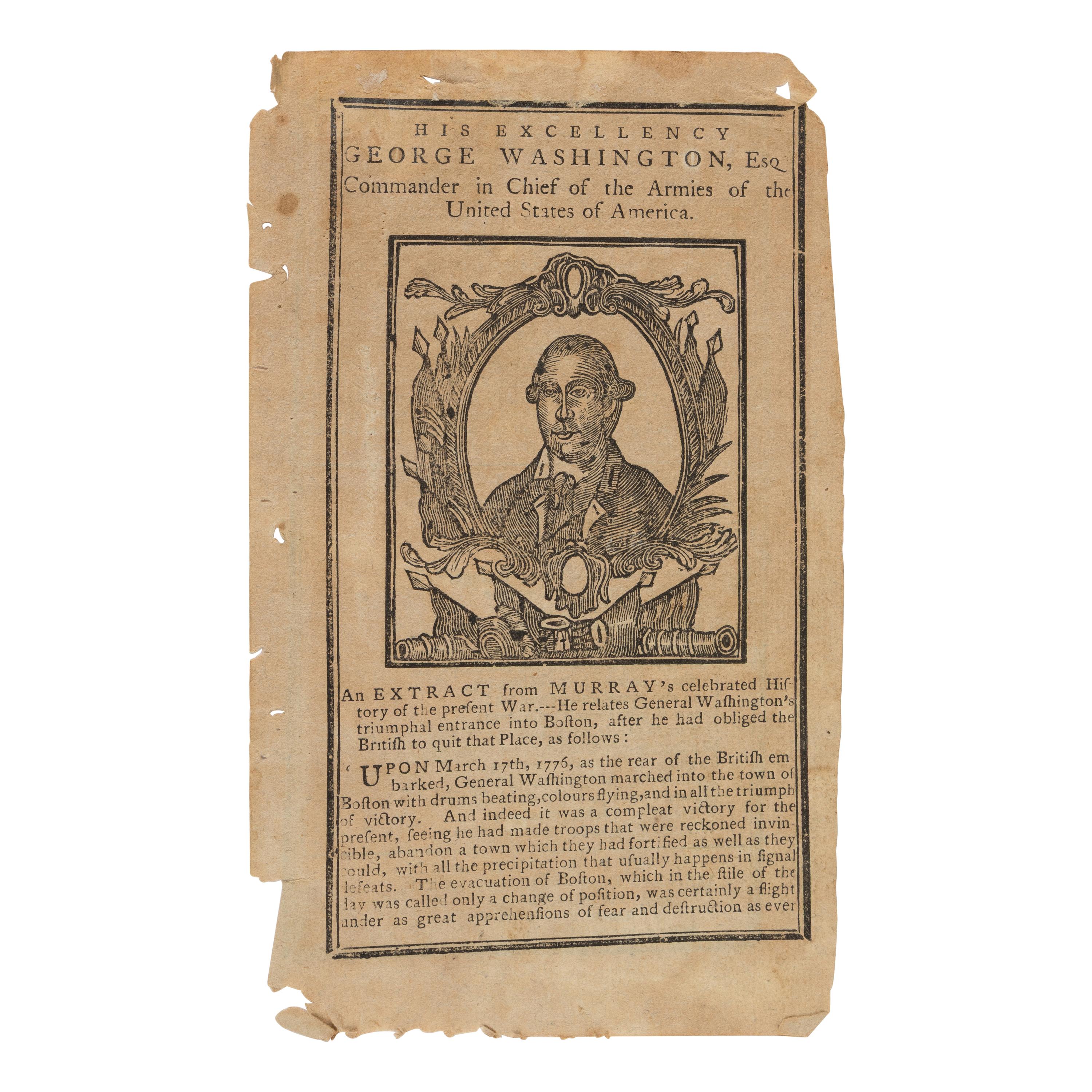 [Revere, Paul (1735-1818), engraver, attributed to]. An engraving of George Washington, extracted from Weatherwise’s Town and Country Almanack for the Year of our Lord 1781 . [Boston: Printed and sold by John D. M’Dougall and Company, 1780 or early 1781].