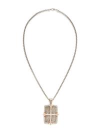 DANIEL BASS, STERLING SILVER, ROSE GOLD AND DIAMOND TAG PENDANT NECKLACE
