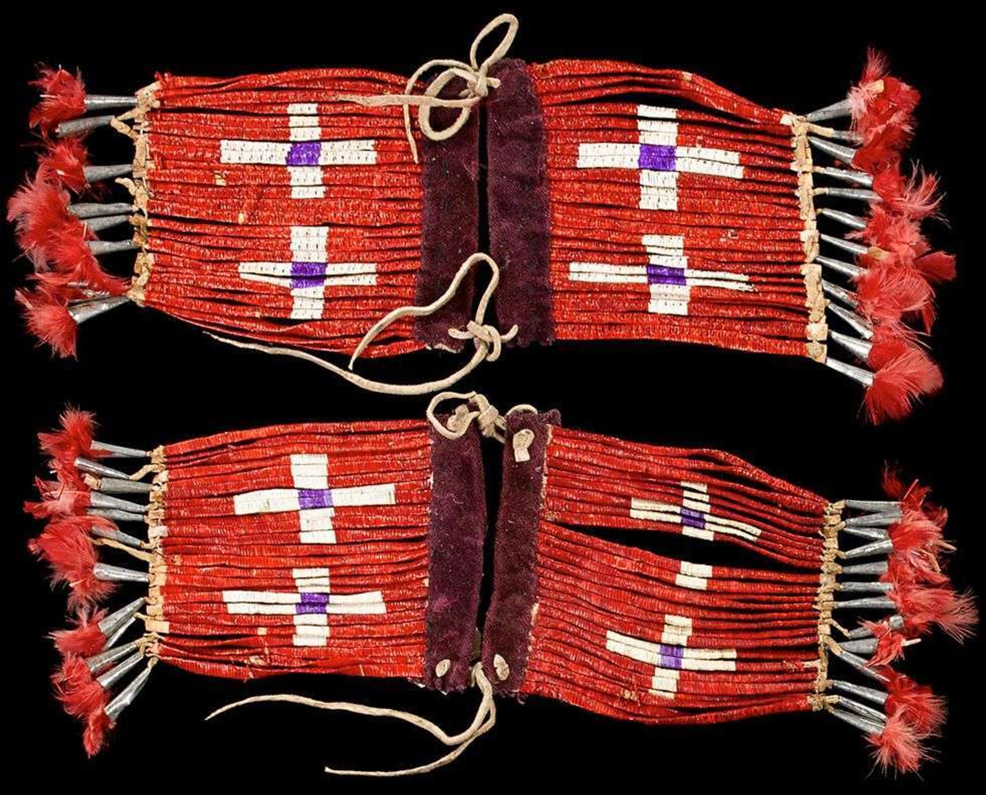 Pair of quill-worked anklets early to mid 20th century