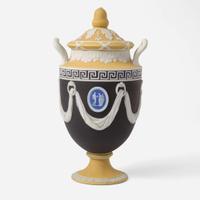 A Wedgwood Four Color Jasperware Covered Vase UK, circa 1910