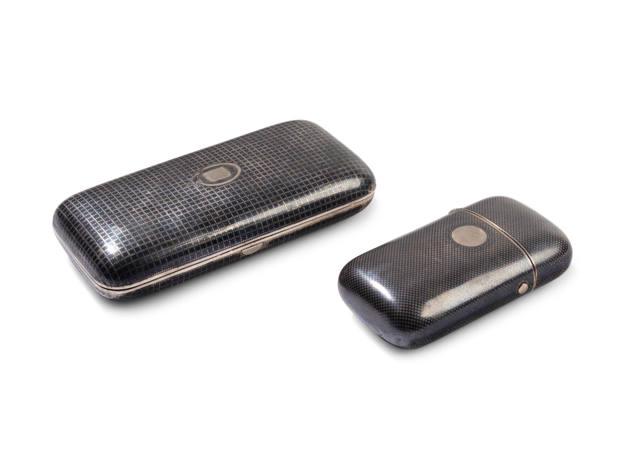 Two Russian Niello Silver Cigarette Cases