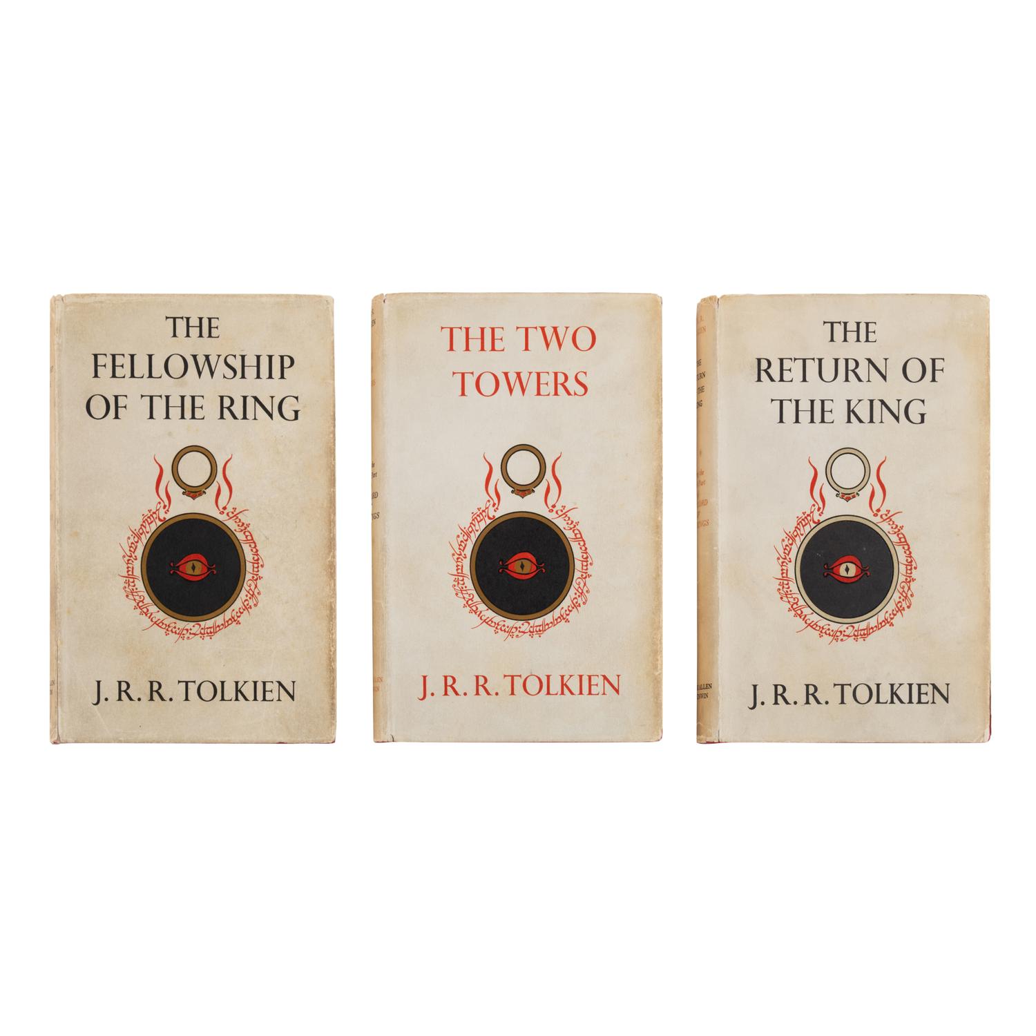 Tolkien, J.R.R. (1892-1973). [The Lord of the Rings trilogy:] The Fellowship of the Ring . 1954. -- The Two Towers . 1954. -- The Return of the King . 1955. All London: Allen & Unwin Ltd.