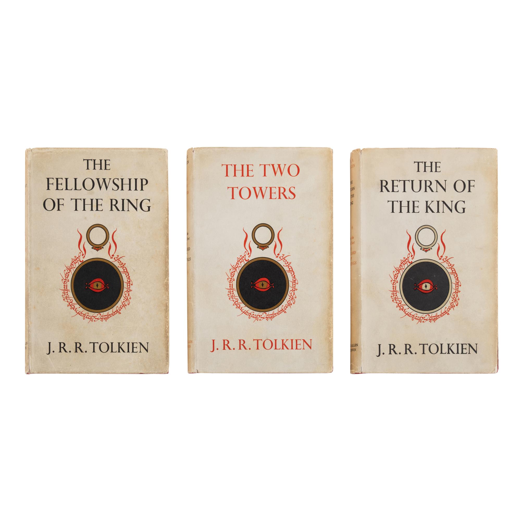 Tolkien, J.R.R. (1892-1973). [The Lord of the Rings trilogy:] The Fellowship of the Ring . 1954. -- The Two Towers . 1954. -- The Return of the King . 1955. All London: Allen & Unwin Ltd.